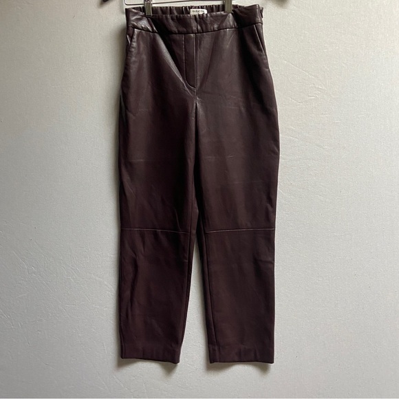 Babaton Aritzia Conan vegan faux leather burgundy trouser pants Sz 2 - Picture 2 of 14